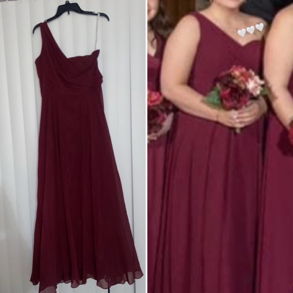 David’s Bridal | Maroon One Shoulder Bridesmaid Dress | Worn Once!